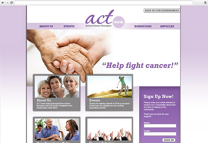 Act Now for Cancer Website Homepage