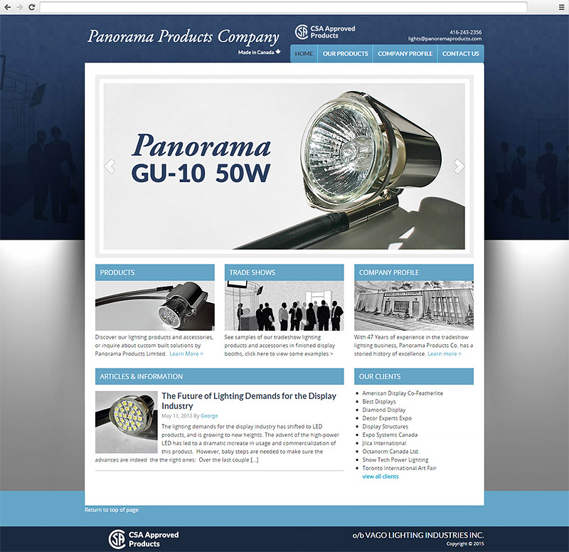 Panorama Products Company Website