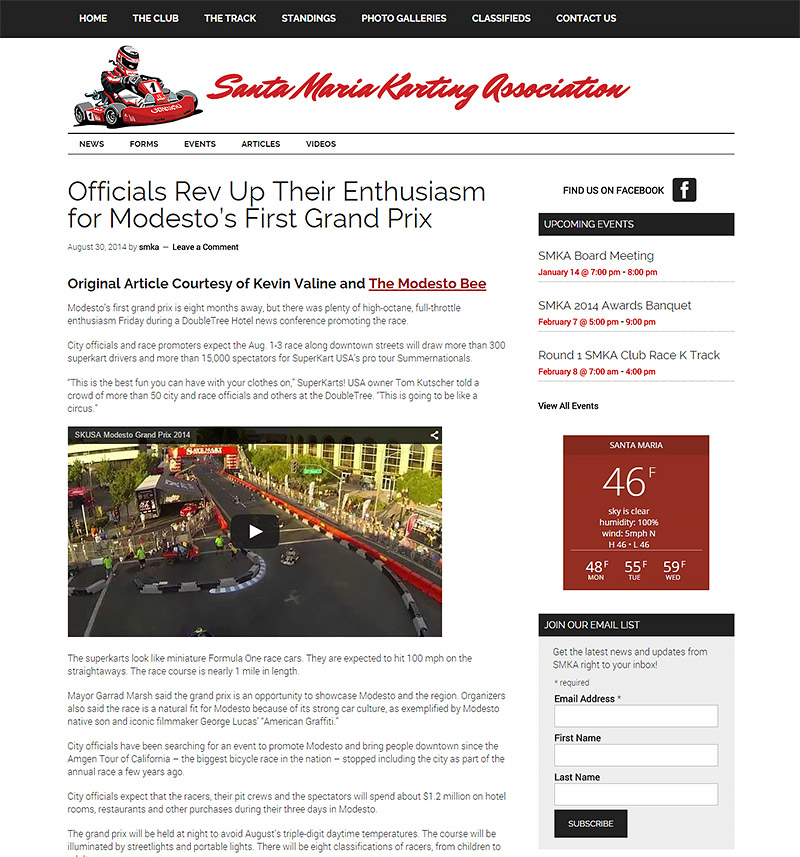 Santa Maria Karting Association Website