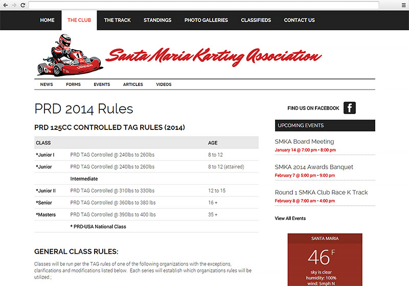 Santa Maria Karting Association Website
